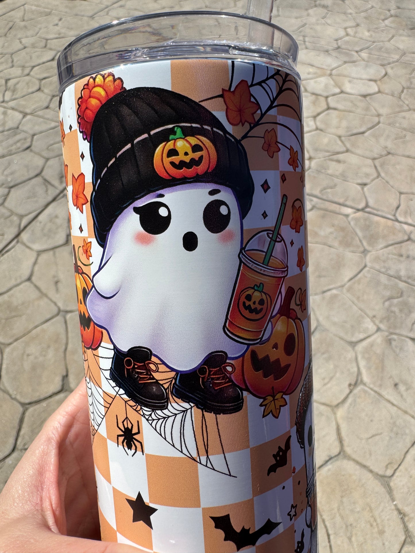 Spooky Ghost Tumbler - Insulated Stainless Steel Drinkware | Halloween & Fall-Themed Ghost Design