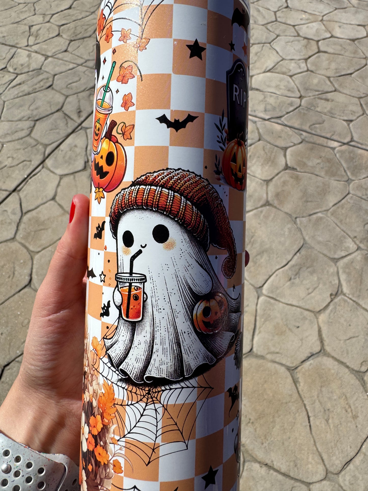 Spooky Ghost Tumbler - Insulated Stainless Steel Drinkware | Halloween & Fall-Themed Ghost Design