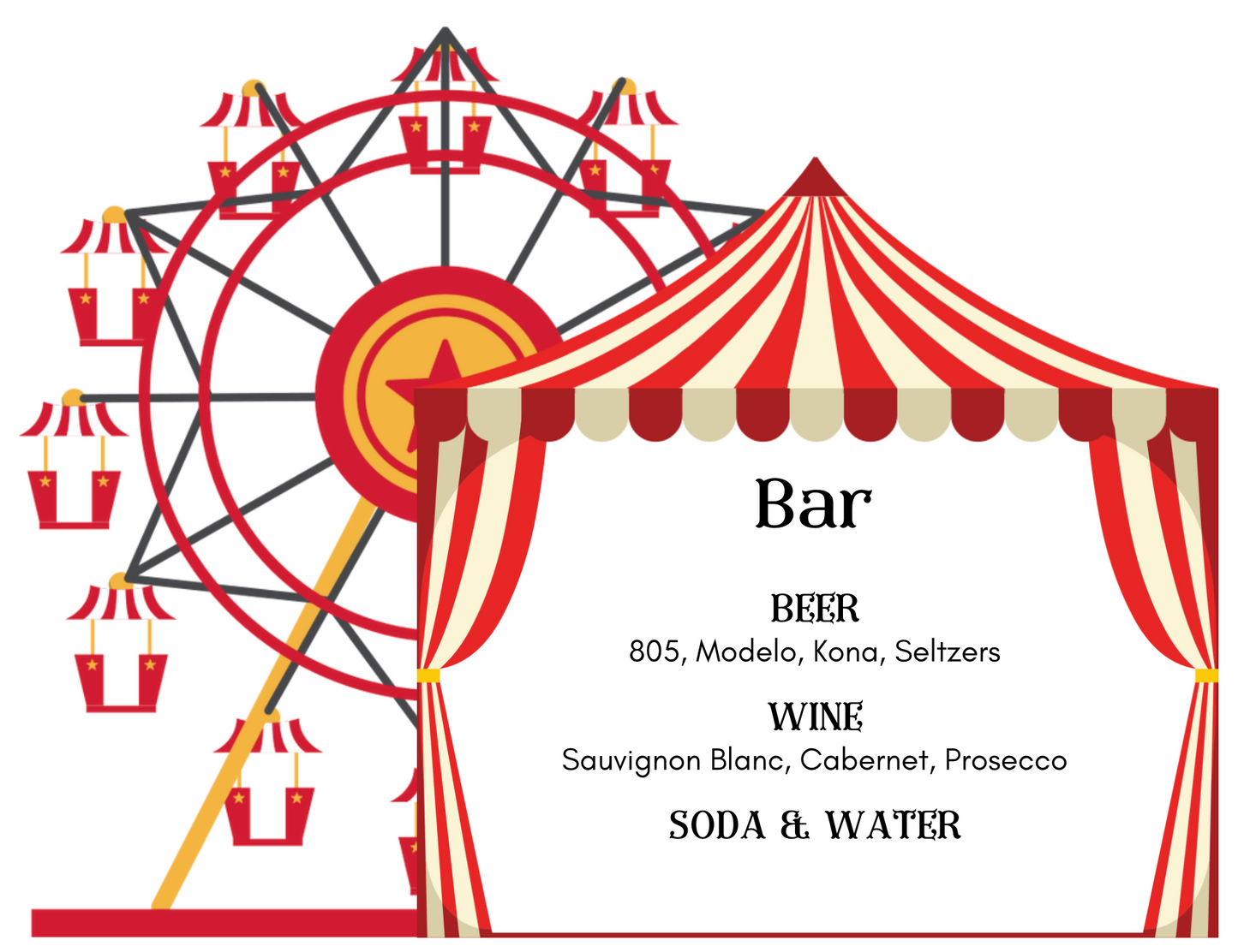 Carnival-Themed Bar & Food Signs